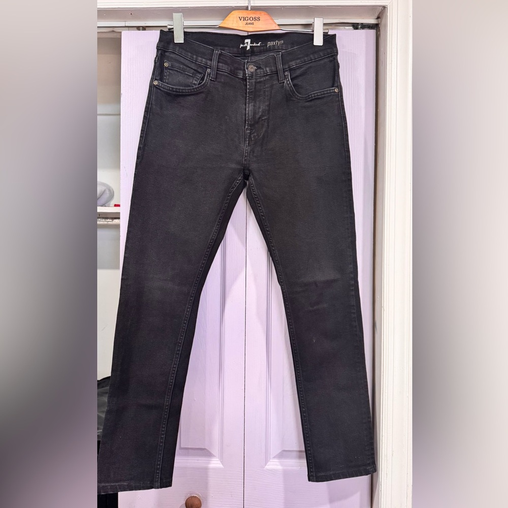 7 For All Mankind Black Straight Jeans Timeless Fit